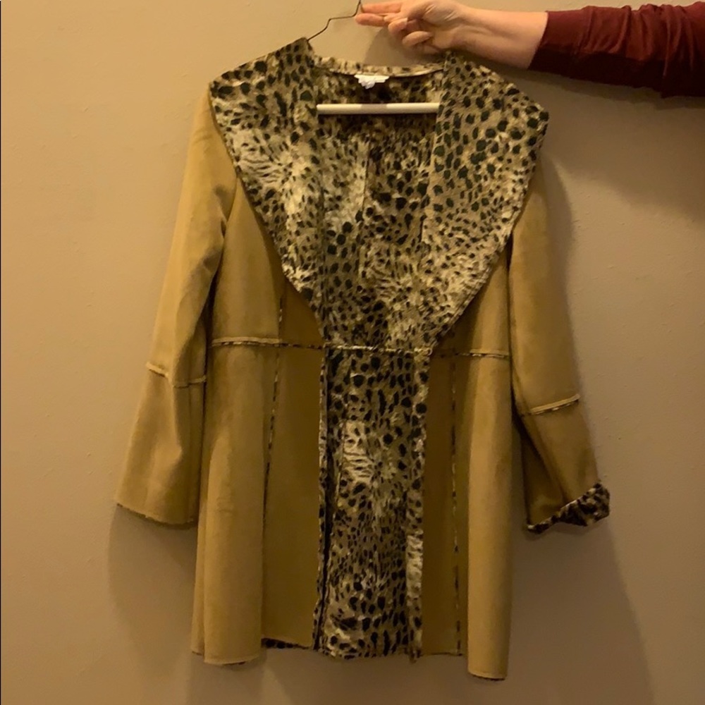 Faux suede leopard and tan coat.